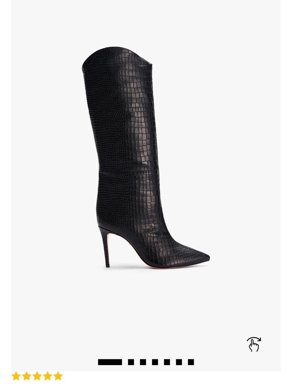 SCHUTZ Olive Croc-Embossed Knee-High Stiletto Boots - Picture 2 of 7